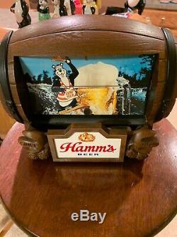 VINTAGE 1960s HAMM'S BEER LIGHTED ROTATING MOTION FLIP SIGN WITH 8 SCENES