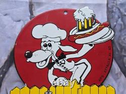 VINTAGE 1963 DOG N SUDS ROOTBEER PORCELAIN SIGN 9x7
