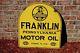 Vintage 20's Franklin Motor Oil Original 2-sided Porcelain Sign With Ben Franklin