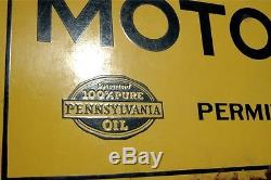 VINTAGE 20's FRANKLIN MOTOR OIL ORIGINAL 2-SIDED PORCELAIN SIGN With BEN FRANKLIN