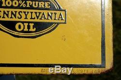 VINTAGE 20's FRANKLIN MOTOR OIL ORIGINAL 2-SIDED PORCELAIN SIGN With BEN FRANKLIN