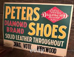 VINTAGE ADVERTISING PETERS DIAMOND SHOES CARDBOARD SIGN 21 x 14