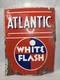 Vintage Antique Atlantic White Flash 13 X 17 Porcelain Sign Free Shipping C17