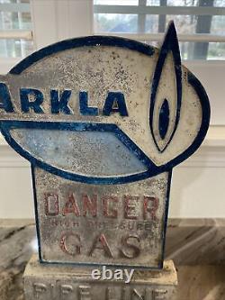 VINTAGE ARKLA Gas COMPANY CAST METAL CAP SIGN MARKER Pipe Line