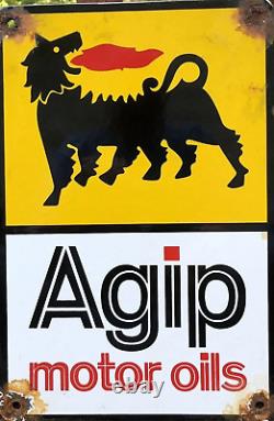 VINTAGE Agip RACE CAR Sign