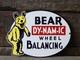 Vintage Bear Wheel Dy-nam-ic Wheeling Balancing Porcelain Sign 12x9