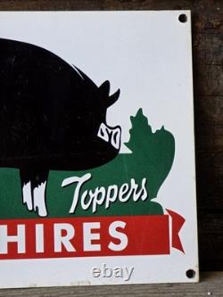 VINTAGE BERKSHIRES MARKET TOPPERS PORCELAIN SIGN HOG AGRICULTURE 12x8