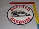 Vintage Buffalo Gasoline With Western Bison 11 3/4 Porcelain Metal Gas & Oil Sign