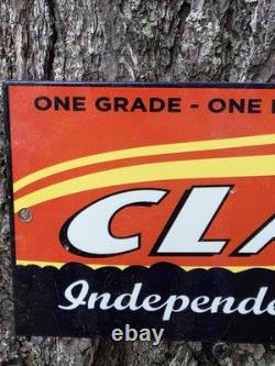 VINTAGE CLARKS INDEPENDENT SUPER GAS PORCELAIN SIGN CAR GAS OIL PLANE 12x5 VINTAGE CLARKS INDEPENDENT SUPER GAS PORCELAIN SIGN CAR GAS OIL PLANE 12x5