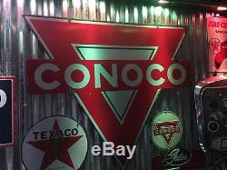Vintage Conoco Motor Oil Double Sided Sign