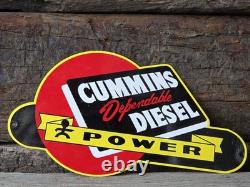 VINTAGE CUMMINS DEPENDABLE DIESEL POWER PORCELAIN SIGN 12x6.5