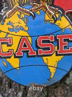 VINTAGE DOUBLE SIDED CASE AGENCY PORCELAIN SIGN 18x12