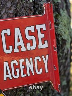 VINTAGE DOUBLE SIDED CASE AGENCY PORCELAIN SIGN 18x12