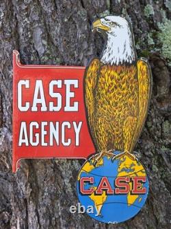VINTAGE DOUBLE SIDED CASE AGENCY PORCELAIN SIGN 18x12