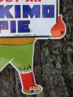 VINTAGE ESKIMO PIE PORCELAIN SIGN'ENJOY AN ESKIMO PIE' 17x10.5