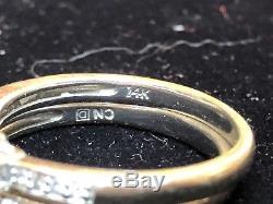 VINTAGE ESTATE 14K GOLD DIAMOND ENGAGEMENT RING & matching BAND SET SIGNED CN