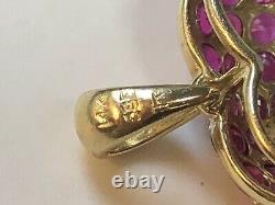 VINTAGE ESTATE 14K GOLD NATURAL RED RUBY HEART PENDANT SIGNED Tt 1 tcw