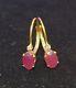 Vintage Estate Genuine Natural Red Ruby & White Sapphire Earrings Signed S