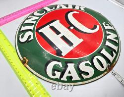 VINTAGE GENUINE SINCLAIR HC PORCELAIN SIGN PUMP PLATE GAS STATION OIL 12 x 12