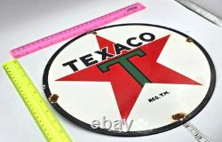 VINTAGE GENUINE TEXACO PORCELAIN SIGN PUMP PLATE GAS STATION OIL 12 x 12