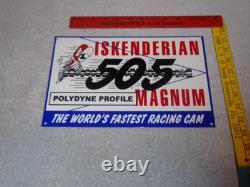 VINTAGE ISKENDERIAN POLYDYNE 505 RACING CAM With BIRD 12 METAL GASOLINE OIL SIGN
