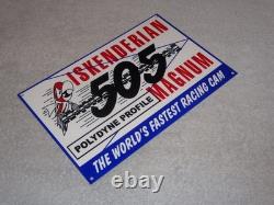 VINTAGE ISKENDERIAN POLYDYNE 505 RACING CAM With BIRD 12 METAL GASOLINE OIL SIGN