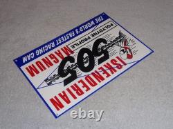 VINTAGE ISKENDERIAN POLYDYNE 505 RACING CAM With BIRD 12 METAL GASOLINE OIL SIGN