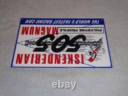 VINTAGE ISKENDERIAN POLYDYNE 505 RACING CAM With BIRD 12 METAL GASOLINE OIL SIGN