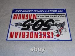 VINTAGE ISKENDERIAN POLYDYNE 505 RACING CAM With BIRD 12 METAL GASOLINE OIL SIGN