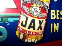 VINTAGE JAX BEER LITHOGRAPH Sign BOTTLE Cardboard Ad Jackson Brewing New Orleans