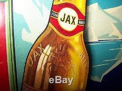 VINTAGE JAX BEER LITHOGRAPH Sign BOTTLE Cardboard Ad Jackson Brewing New Orleans