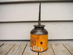 Vintage John Deere Yellow Oiler Oil Can C. Dahl Hammer South Dakota Rare! Sign