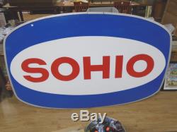 VINTAGE LARGE PORCELAIN SOHIO BRAND SIGN 5' by 4' BEAUTIFUL (8084)