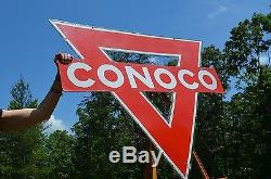 Vintage Lrg 47 Conoco Motor Oil Porcelain 2-sided Diecut Sign Unfindable Scarce