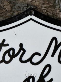 VINTAGE MOTOR MAIDS OF AMERICA PORCELAIN SIGN WOMENS MOTORCYCLE 11x11