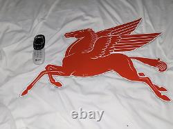 VINTAGE Mobil Gas Flying Red Horse Pegasus Metal Heavy Steel Sign Extra Large