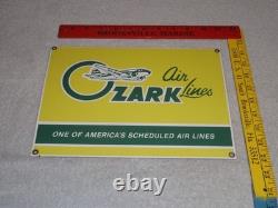 VINTAGE OZARK AIRLINES With AIRPLANE 12 PORCELAIN METAL AIRPORT GASOLINE OIL SIGN