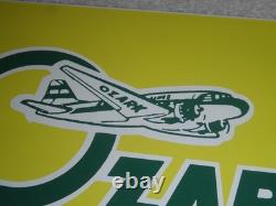VINTAGE OZARK AIRLINES With AIRPLANE 12 PORCELAIN METAL AIRPORT GASOLINE OIL SIGN