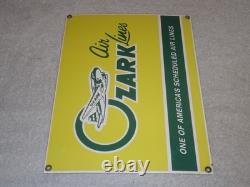 VINTAGE OZARK AIRLINES With AIRPLANE 12 PORCELAIN METAL AIRPORT GASOLINE OIL SIGN