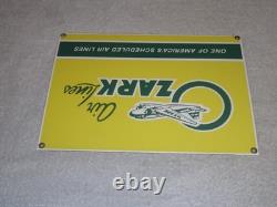 VINTAGE OZARK AIRLINES With AIRPLANE 12 PORCELAIN METAL AIRPORT GASOLINE OIL SIGN