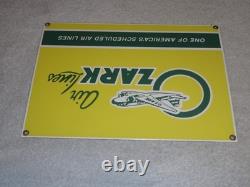 VINTAGE OZARK AIRLINES With AIRPLANE 12 PORCELAIN METAL AIRPORT GASOLINE OIL SIGN