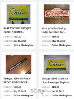 VINTAGE OZARK AIRLINES With AIRPLANE 12 PORCELAIN METAL AIRPORT GASOLINE OIL SIGN