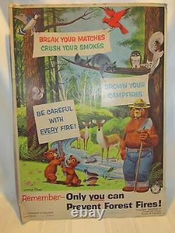 VINTAGE RARE Smokey the Bear Poster 1958 Forest Fire Prevention Sign