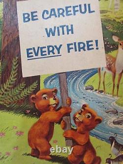 VINTAGE RARE Smokey the Bear Poster 1958 Forest Fire Prevention Sign