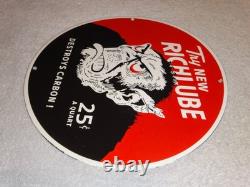 VINTAGE RICHLUBE MONKEY 25 c QUART APE 11 3/4 PORCELAIN METAL GASOLINE OIL SIGN