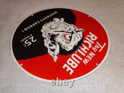 VINTAGE RICHLUBE MONKEY 25 c QUART APE 11 3/4 PORCELAIN METAL GASOLINE OIL SIGN