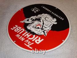 VINTAGE RICHLUBE MONKEY 25 c QUART APE 11 3/4 PORCELAIN METAL GASOLINE OIL SIGN