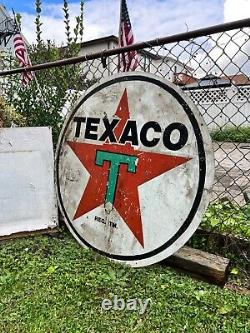 VINTAGE Reproduction TEXACO MOTOR OIL DOUBLE SIDED SIGN 44