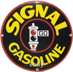VINTAGE SIGNAL GASOLINE PORCELAIN SIGN Gas Station Motor Oil Pump Plate