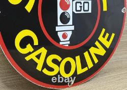 VINTAGE SIGNAL GASOLINE PORCELAIN SIGN Gas Station Motor Oil Pump Plate